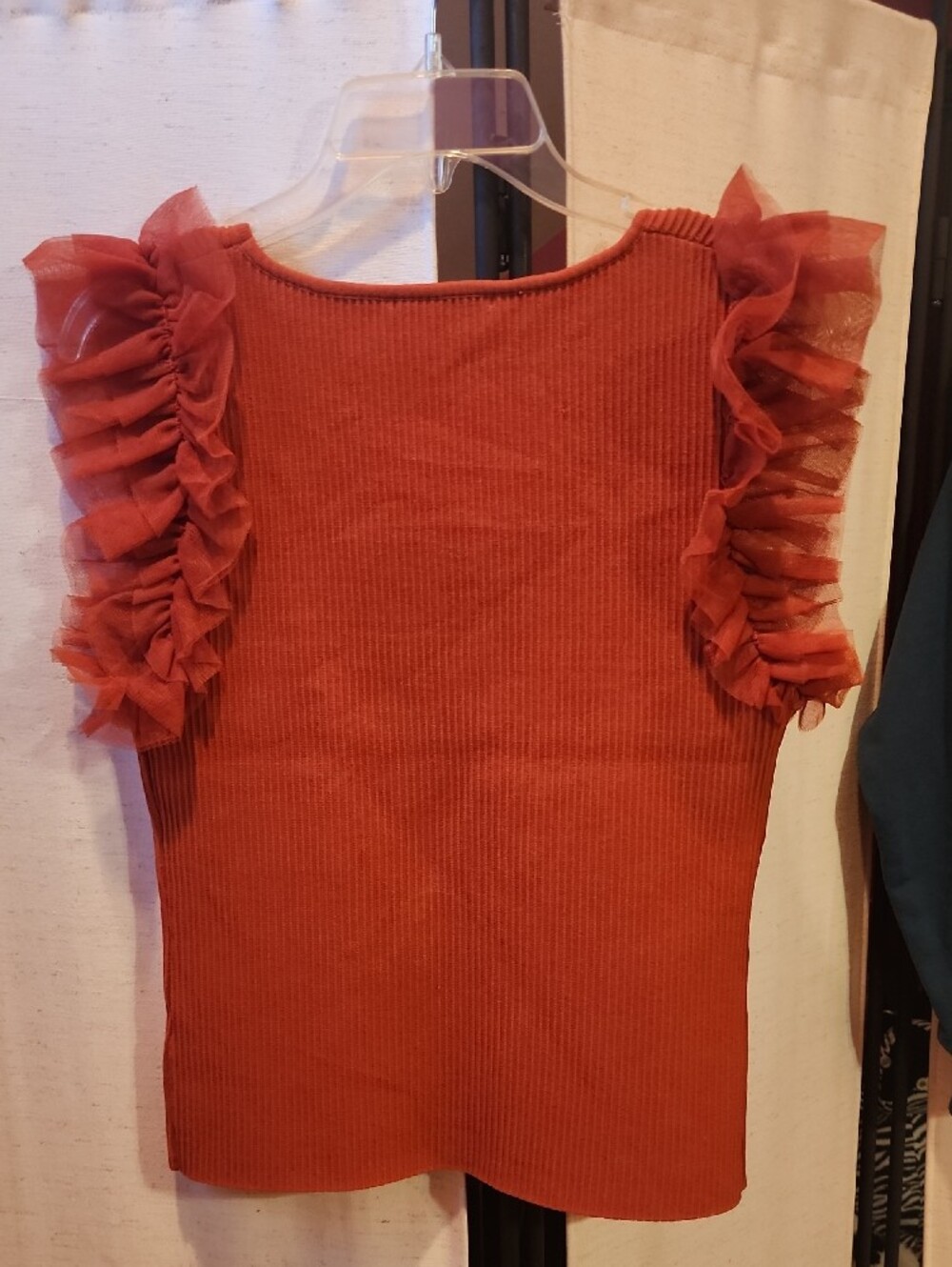 Bailey 44 Rust Ruffle-Sleeve Ribbed Tank - Picture 3 of 3